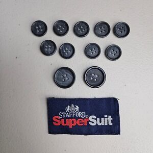 Stafford SuperSuit Buttons Replacement Set of 11 Dark‎ Blue Marble 4-Hole Flat
